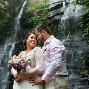 Raised Platform ensures that everybody has a great view of the couple and the waterfall