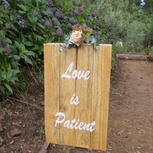 Love is Patient - beautiful boards along the path to the waterfall