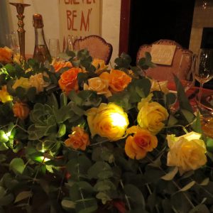 Fairy-lights inside the magnificent flower arrangements made the magical at night