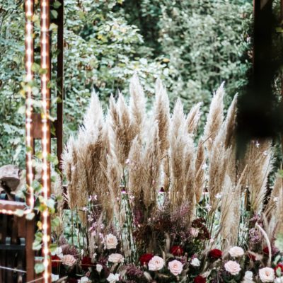 pampas grass arch arrangement