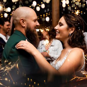 first dance with giant sparklers